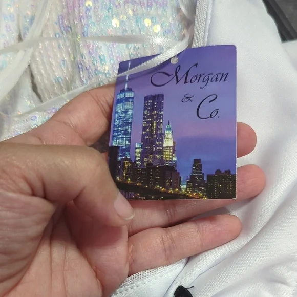 Morgan & Co. White Sequin Gown - Picture 5 of 7